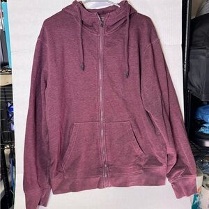 MTA Sport Full Zip Hoodie Men’s Large Maroon Burgundy Drawstring Sweatshirt